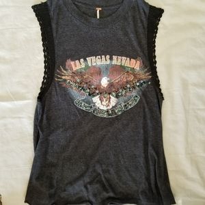 Free People Las Vegas Sequin Lace Trim Tank